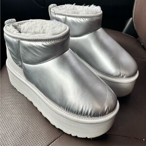 UGG Silver Women's Platform Ankle Boots